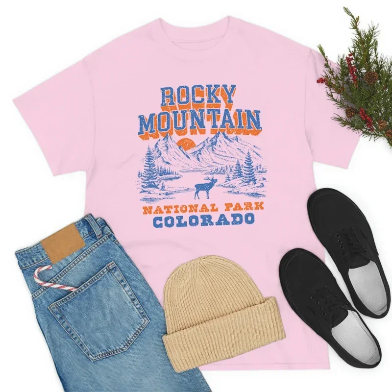 Outdoor T Shirt Vintage Boho Rocky Mountain National Park T-Shirt Women Loose Retro Hiking Cute Aestheitc Vacation Graphic Tops