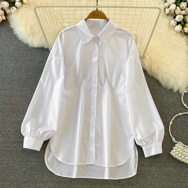 

Women's Shirt Women's Spring and Autumn New Loose and Versatile Long-sleeved Asymmetrical Blouse Comfortable Loose and Beautiful
