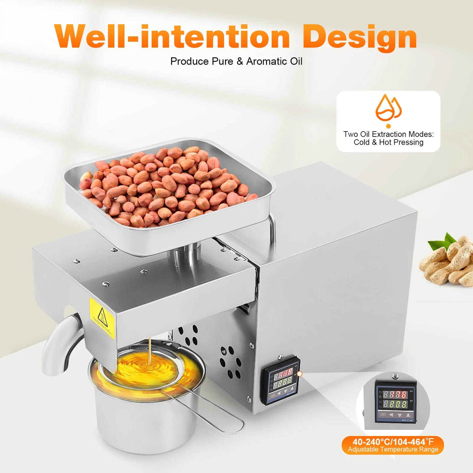 

Automatic Oil Extractor Commercial Grade Oil Press Machine for peanut kernels, sunflower seeds, tea seeds, sesame seeds etc