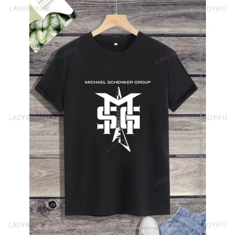 Harajuku Michael Schenker Msg Band Logo graphic t shirts Unisex shirt Loose short sleeve O-neck Leisure