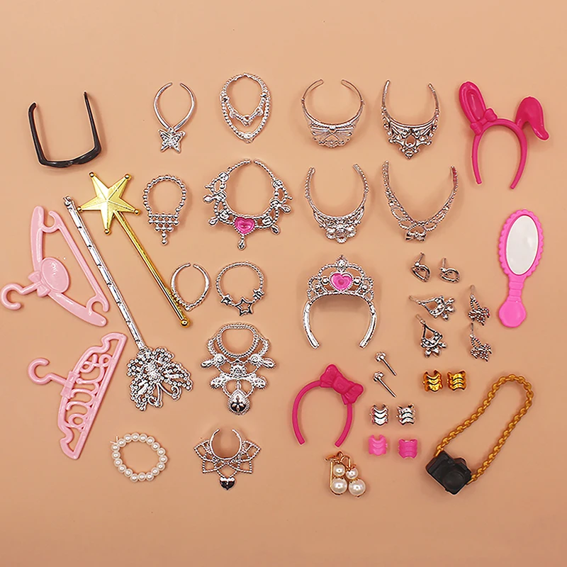 20PCS 1:6 Doll Fashion Jewelry Set-Crown,Earrings&Bracelets ,Luxury Miniature Accessories for Doll Display&Photo Props