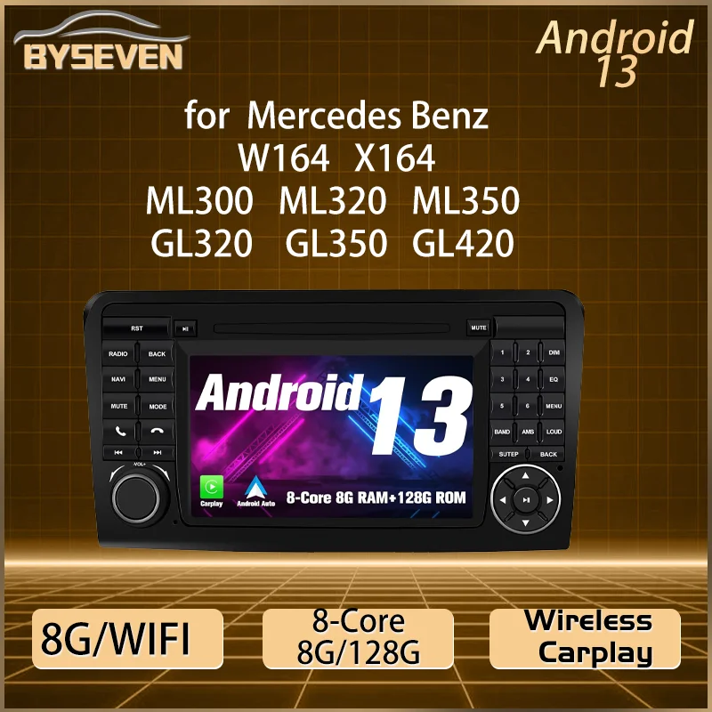 Byseven  Android car radio screen suitable for Mercedes Benz W164 X164 ML300 ML320 ML350 GL320 GL350 GL420 (2005-2012)