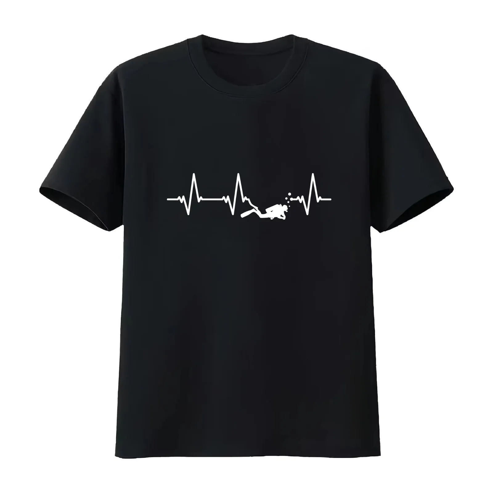 Scuba Diving Heartbeat Gift T-Shirt Summer Casual Cotton Tee Oversized Streetwear Tops Vintage Graphic Print 100% Cotton