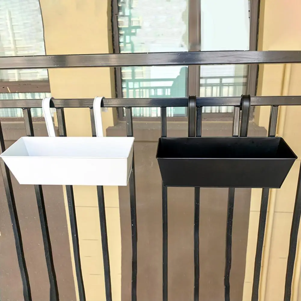 Rectangular Flower Pot with Drainage Holes Outdoor Plant Hanging Pot Rectangular Railing Planter for Balcony for Herbs for Easy