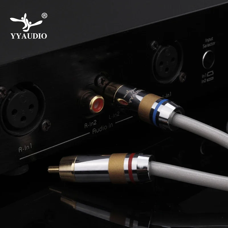 YYAUDIO-Cabo de Áudio para Amplificador, 3.5mm Jack, 2RCA, OFC, Cabo de Áudio, Aux para Rca, HIFI, Fio de Sinal Estéreo, Celular, Computador