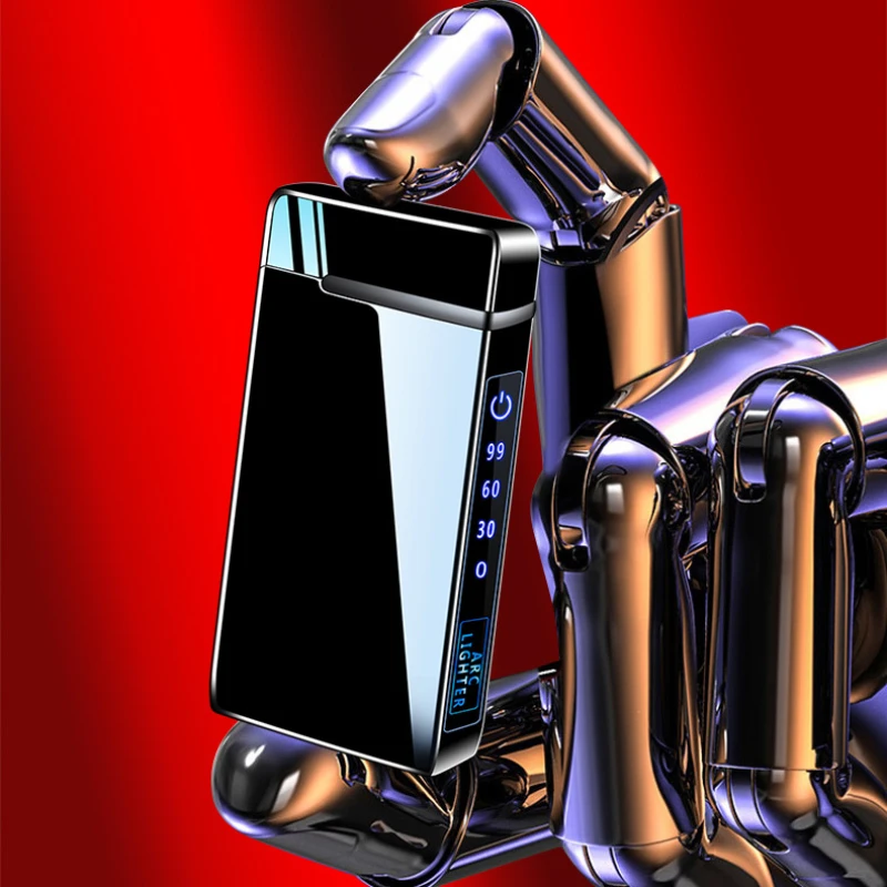 

2в1 струйная зажигалка, металлическая ветрозащитная беспламенная электрическая зажигалка, дисплей мощности, зарядка через USB, плазменная бутановая газовая зажигалка с фонариком