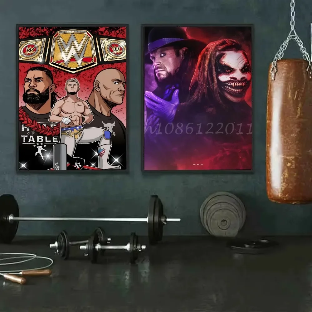 Póster de lucha libre W-Wwe, arte autoadhesivo, pegatina de papel impermeable, decoración de pared de habitación, cafetería, Bar, 1 ud.