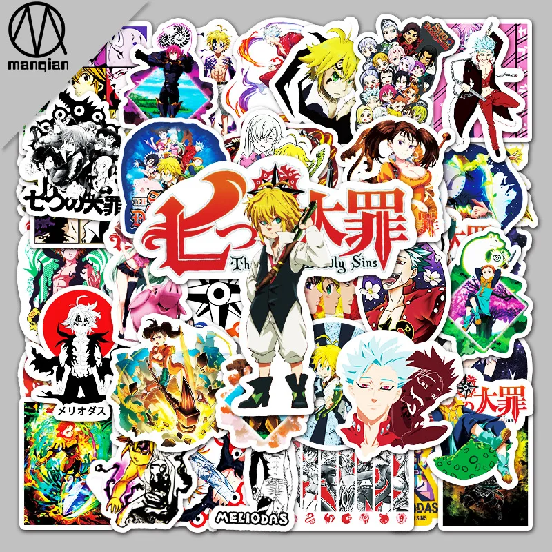 50pcs Japanese Manga The Seven Deadly Sins Series Graffiti Stickers Are Suitable For Helmet Desktop Wall Decoration DIY Stickers