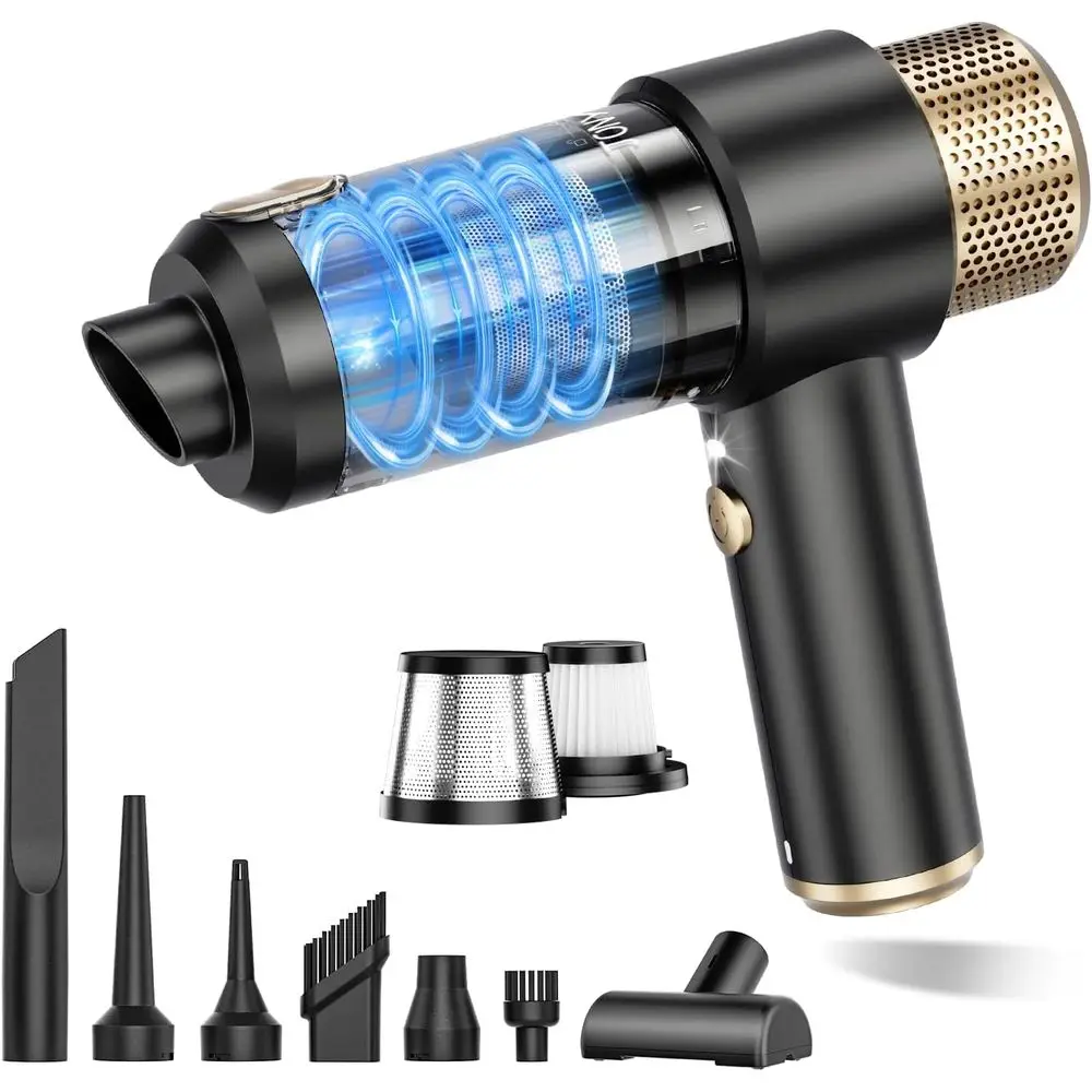 Handheld Car Vacuum Cleaner, 16000PA Portable Cordless, 2 in 1 Air Duster and Vacuum, LED Light, Multi-Nozzles, 120W High Power