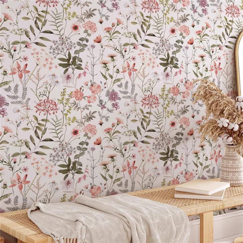 Pintura de pared personalizada, papel tapiz floral de planta francesa para dormitorio, sala de estar, comedor, Fondo de hogar, papel de pared 3D, decoración del hogar