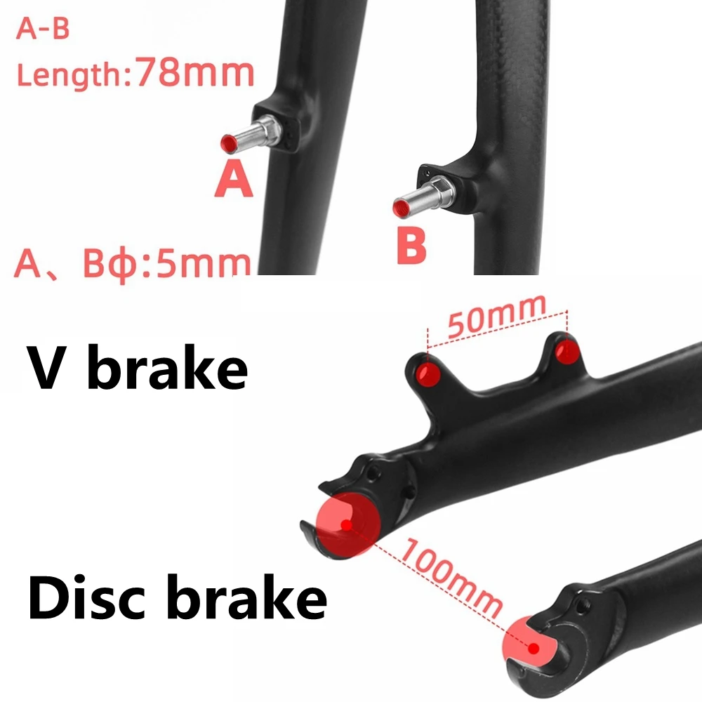 Carbon fork Cycling Folding BMX Bike Front Fork Bicycle Parts Axle Width 100mm Fit for Wheel 20 inch Disc Brake V Brake