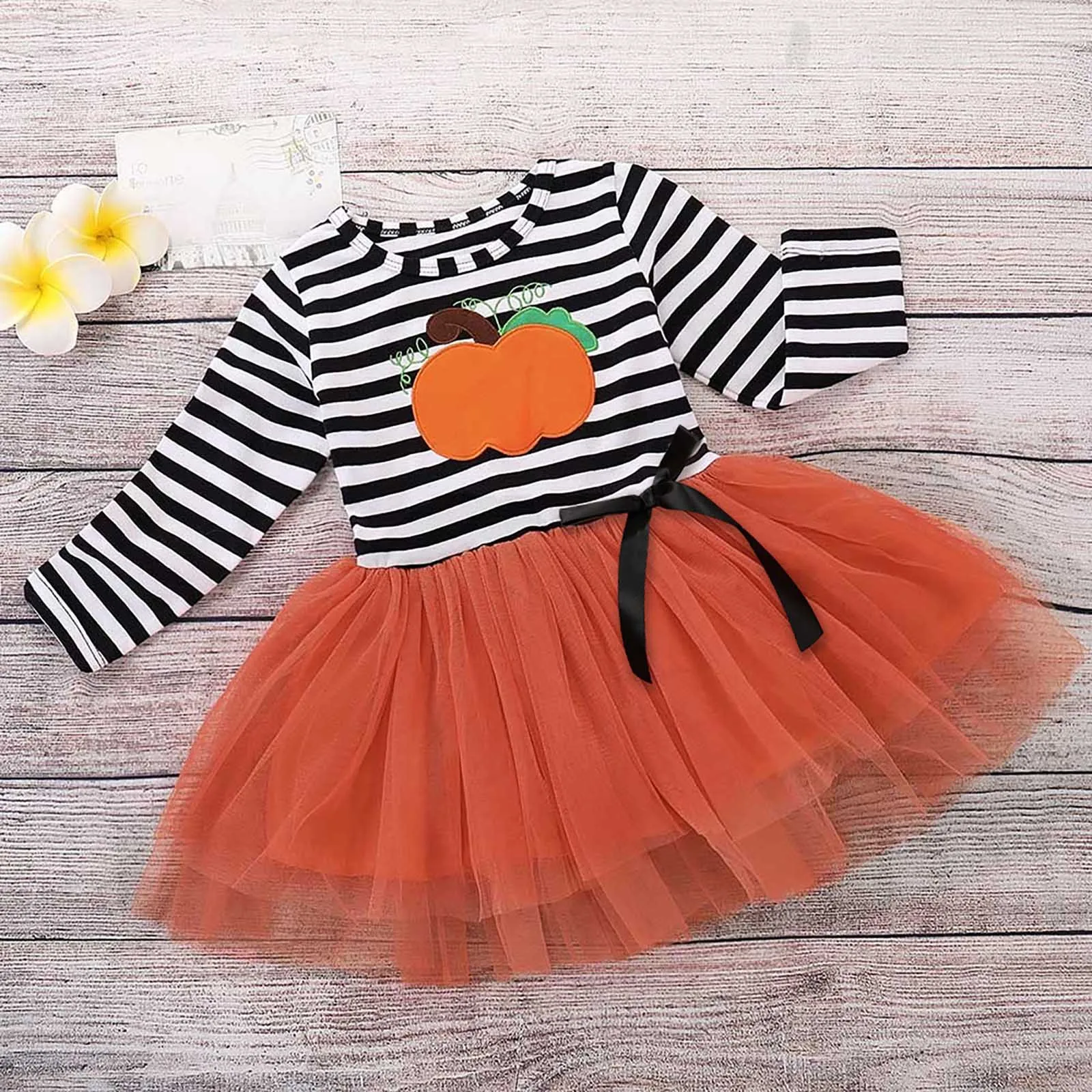 Toddler Kids Baby Girls Pumpkin Striped Embroidery Halloween Baby Girls Outfits Christmas Baby Clothes 3-6 Month Girl Clothes