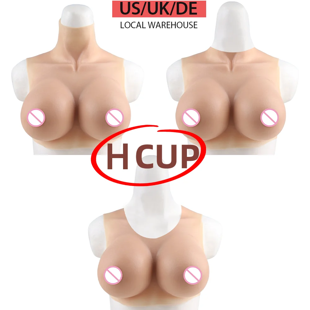 Tgirl Realistic Silicone Tits Fake Breast Forms False Boobs H Cup for Crossdresser Shemale Transgenders Transvestite Breastplate