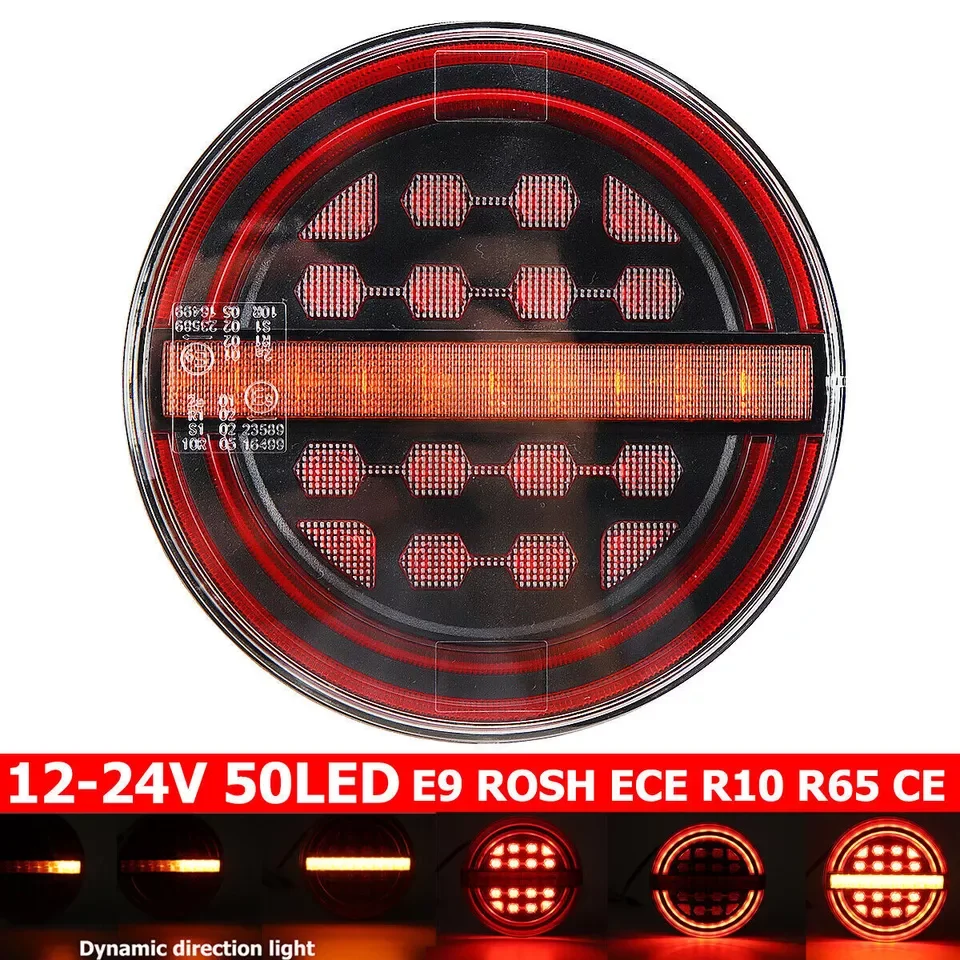 ATVOV 6x/4x/2x/1x 5.3 "Ronde LED Trailer Achterlichten Remlicht DRL Flow Richtingaanwijzer Lamp Vrachtwagen Bestelwagens Boot Caravan Vrachtwagen Tractor