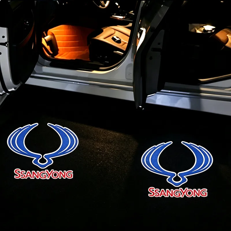 For Ssangyong Rexton Tivolan Musso Tivoli Kyron Actyon Sport Korando Logo Car Door HD LED Lamps Projector Courtesy Welcome Light