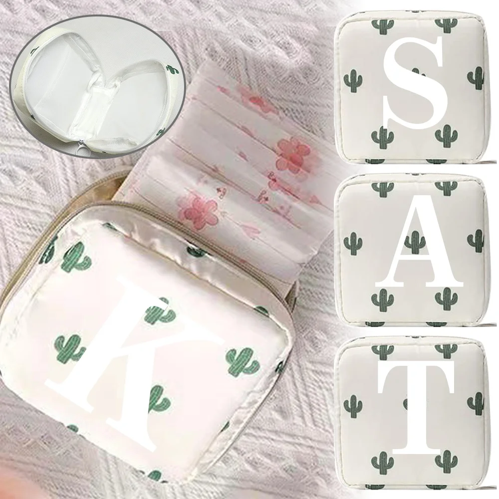 

Женская сумка для хранения гигиенических салфеток, белая серия с буквами, портативный милый дизайн, сумка для макияжа, помады, дорожная сумка для хранения на молнии