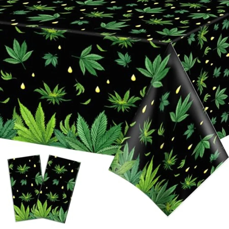 2 pezzi tovaglie per feste Weed 87 "Lx51 W tovaglie rettangolari in plastica tovaglie usa e getta compleanno festa di nozze picnic dicembre