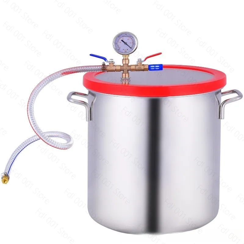 5 Gallon 20L Stainless Steel Vacuum Degassing Chamber Vacuum Defoaming Barrel For Silicone Resin AB Adhesive 25x25CM Acrylic Lid