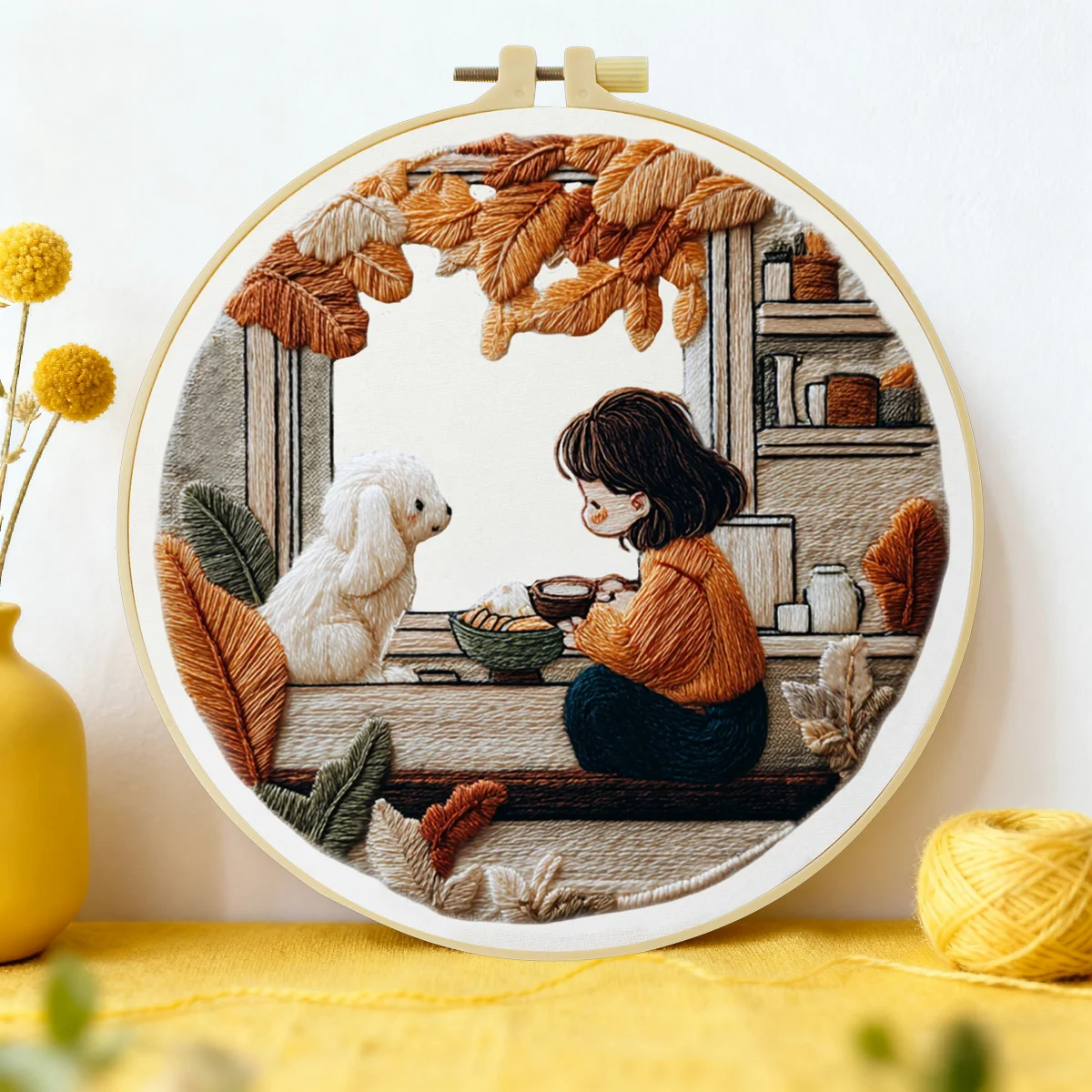 1 Stück 20x20 cm/15x15 cm 7,87/6,3 Zoll Mädchen-Stickerei-Starter-Kit DIY-Kit DIY-Stickerei-Set Handarbeiten Nähkunst-Set für Anfänger – Detail 1