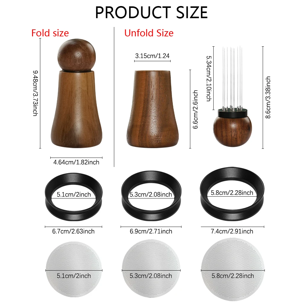 Espresso Accessories Kit WDT Tools Espresso Coffee Stirrer Dosing Funnel Puck Screen Portafilter Dosing Ring