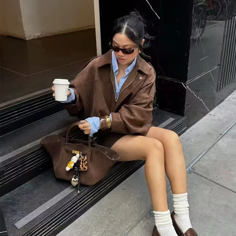 レディースジャケットコート 秋 2025 ファッション レディースジッパーオーバーサイズコート ストリートウェア 女性用アウターウェア シックなトップス