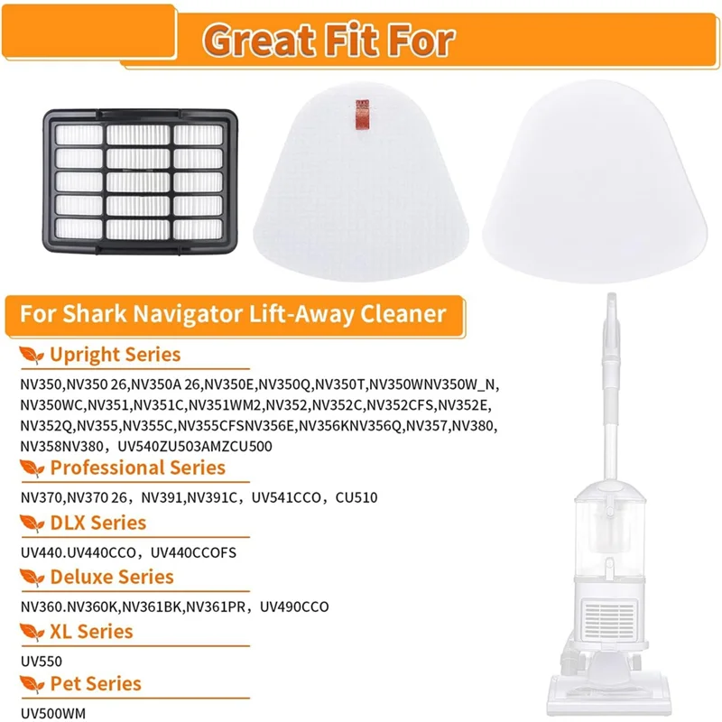 Piezas de repuesto de filtro de vacío AD24 para Shark Navigator Lift-Away NV350 NV351 NV352 NV355 NV356E NV357 NV360 piezas XFF350 y XHF
