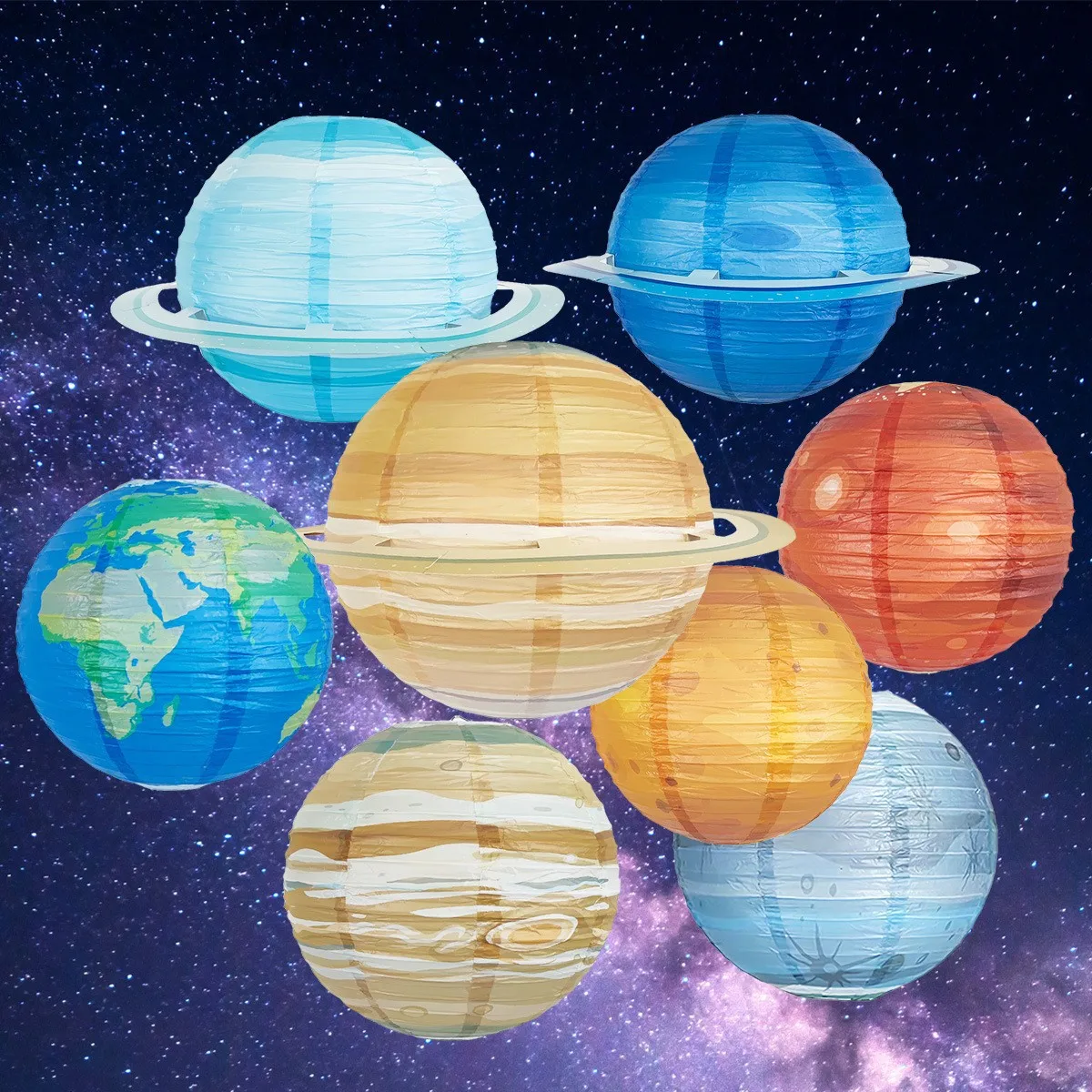 30cm 12\'\' Solar System Eight Planets Birthday Paper Ball Lampion Hanging Galaxy Lanterns Decoration Lanterns Kids Party Decor