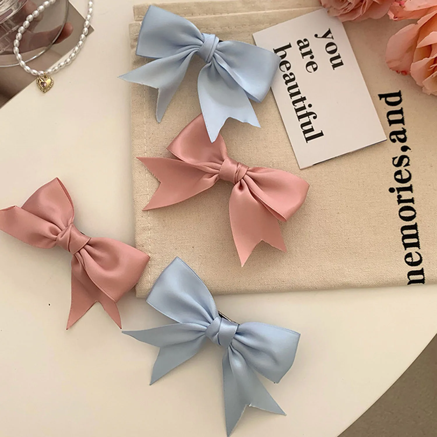 

Cute Ribbon Bow Hair Clips for Girls Korean Style Bowknot Side Clip Hairpin Barrette Headwear Women Girls Hair Pin Accessories