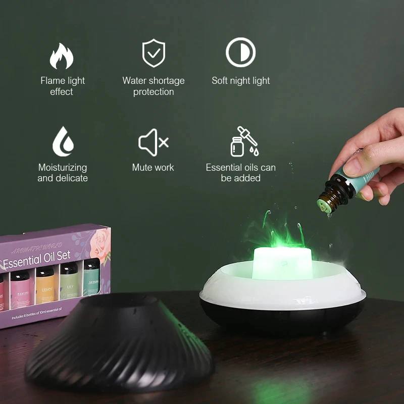Xiaomi Ultrasonic Aromatherapy Humidifier Colorful Simulation Flame USB Linking Essential Oil Fragrance Machines Desktop Bedroom