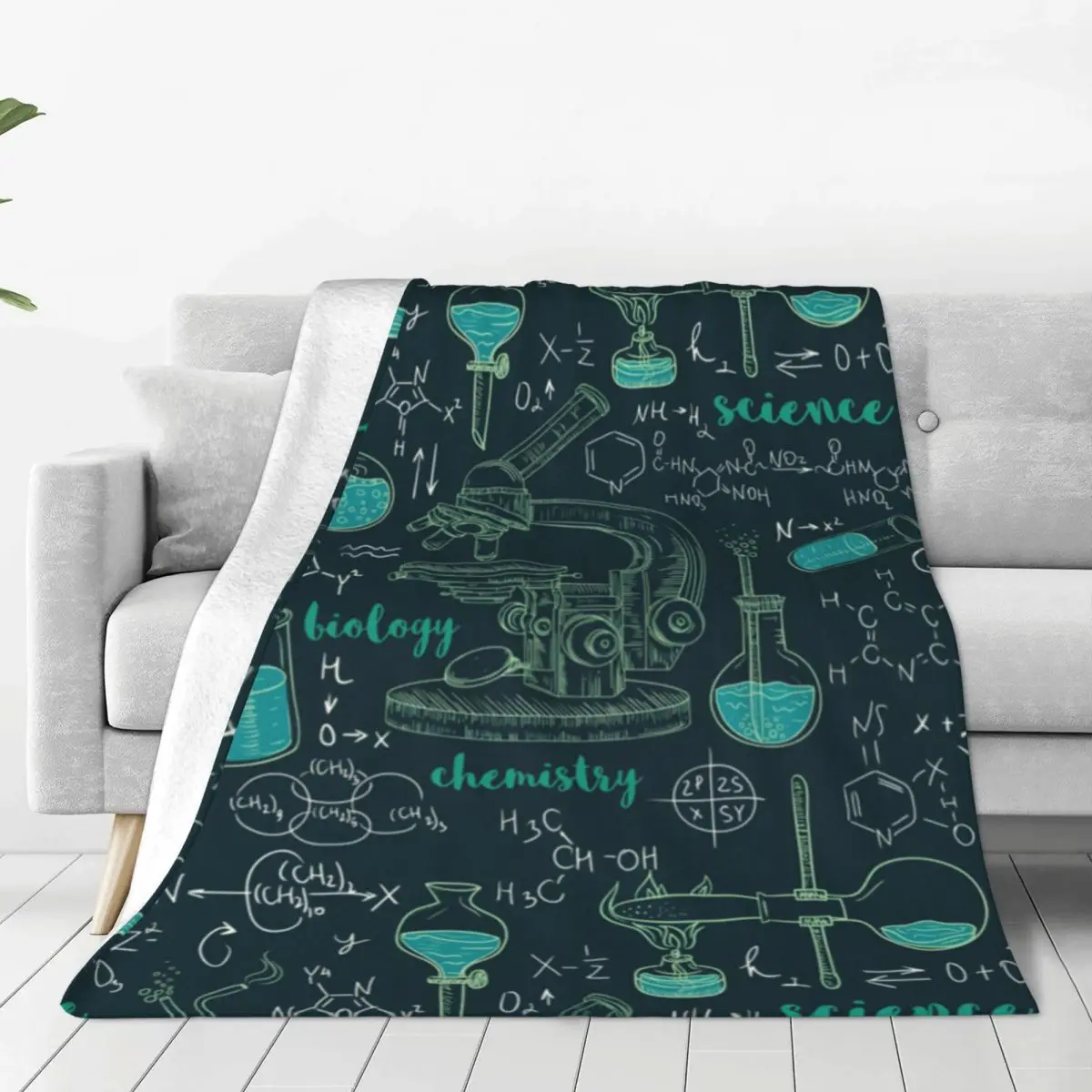 Vintage Old Chemistry Laboratory Blanket Microscope Travel Office Flannel Throw Blanket Super Warm Outdoor Custom Bedspread Gift