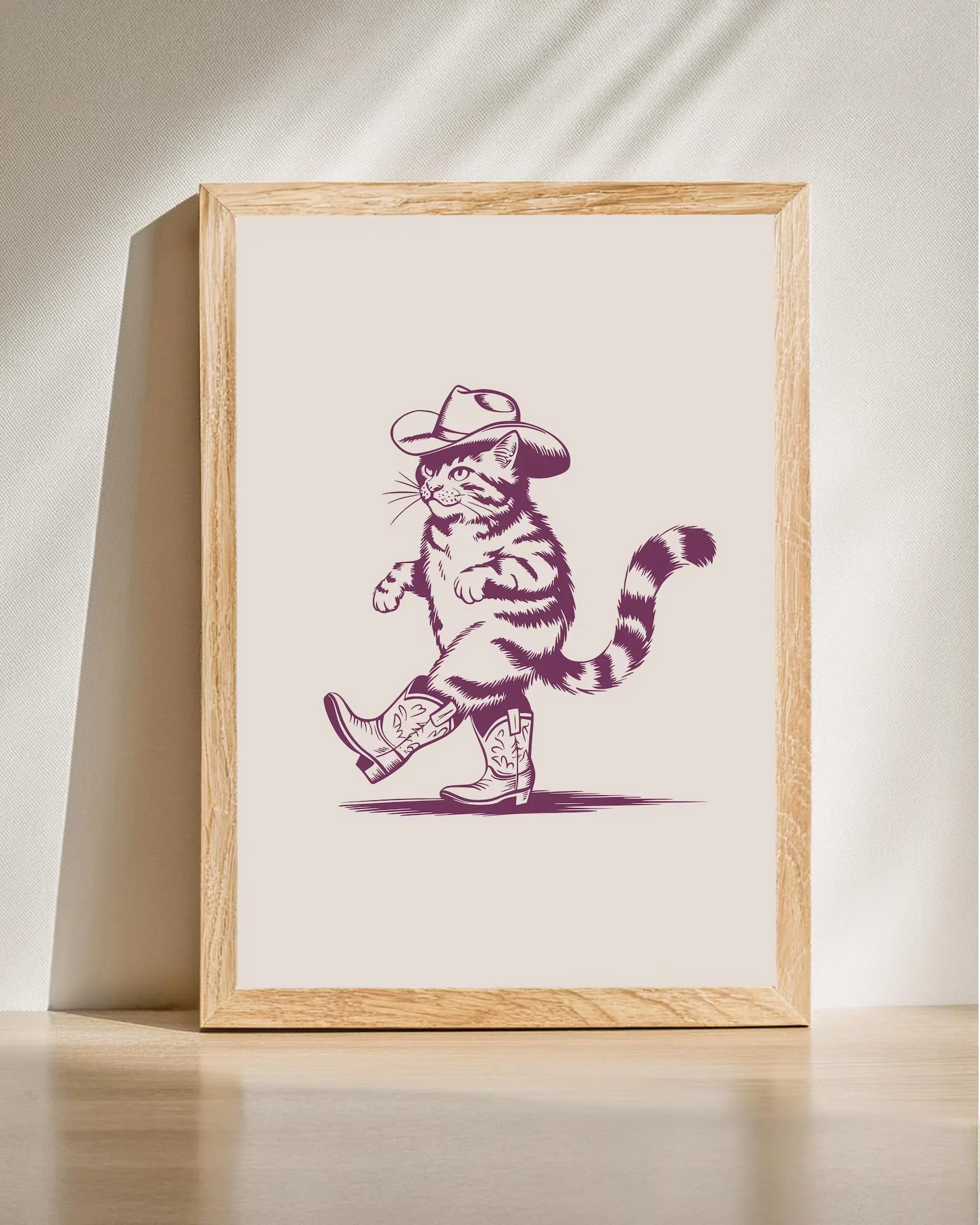 Cowboy-Katzen-Poster, Western-Katzen-Druck, Retro-Katzenkunst, Country-Katzen-Illustration, Cowboy-Katzenkunst, Vintage-Kunst im westlichen Stil, digital