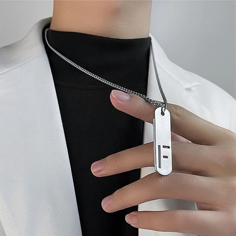 HNSP 316L Stainless Steel Initial Pendant Chain Necklace For Men Letter Tags Jewelry Accessories