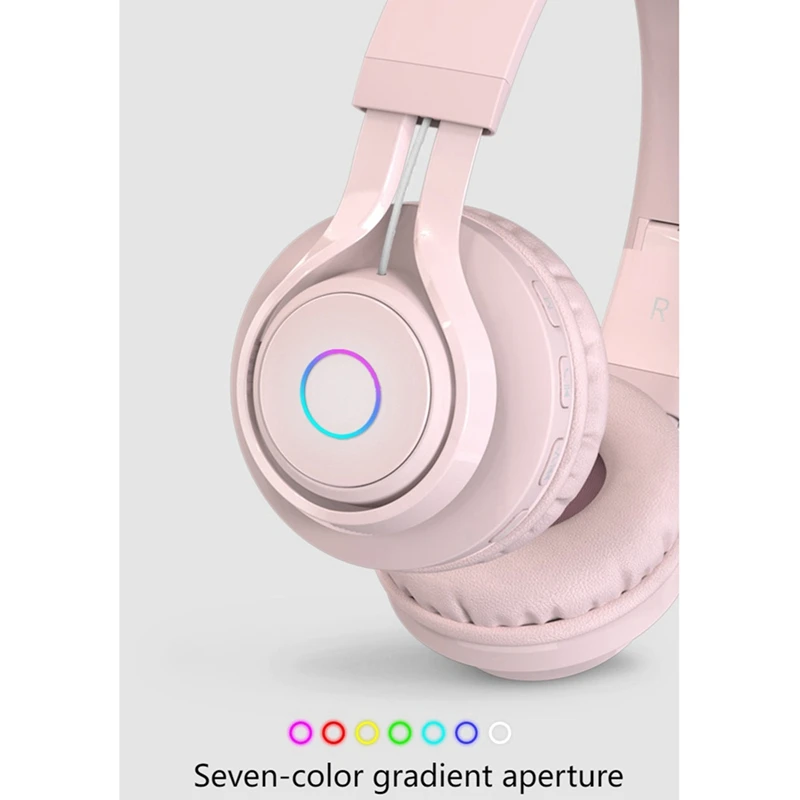 Over-Ear Bluetooth 5.0 Headphones RGB Bright Halo 85Db Volume Kids Mode Suitable For Children,Girls