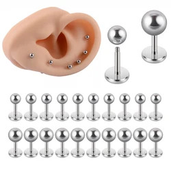 10pcs/lot Surgical Steel 4mm Bar Length Earring For BTragus Cartilage Daith Helix Stud Piercing Lip Studs Body Jewelry