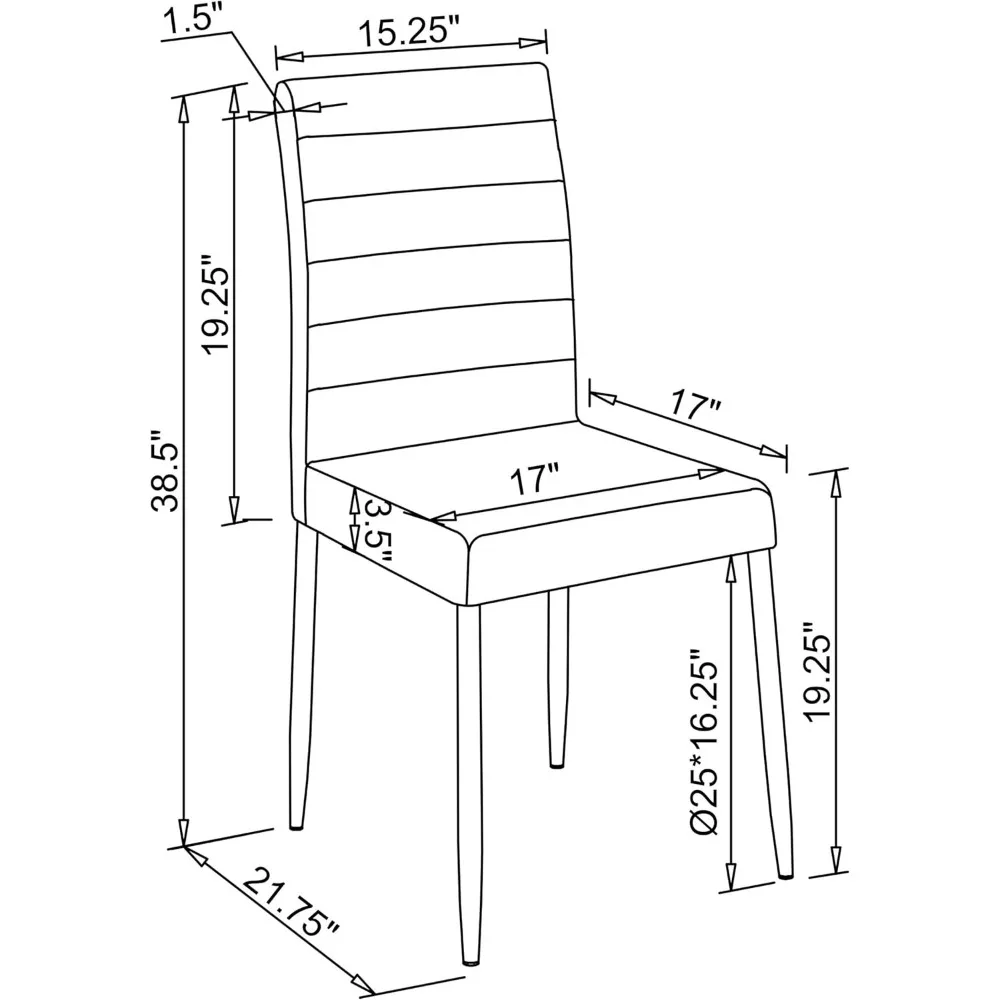 Conjunto de cadeiras sem braços estofadas em metal contemporâneo com encosto capitoné de canal, estilo moderno, perfeito para sala de estar ou área de jantar