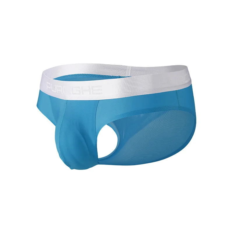 

Men's Traceless Briefs Ice Silk Ultra-Thin Breathable Low-Rise Underwear Separation Pouch Panties Moisture-Proof Underpants