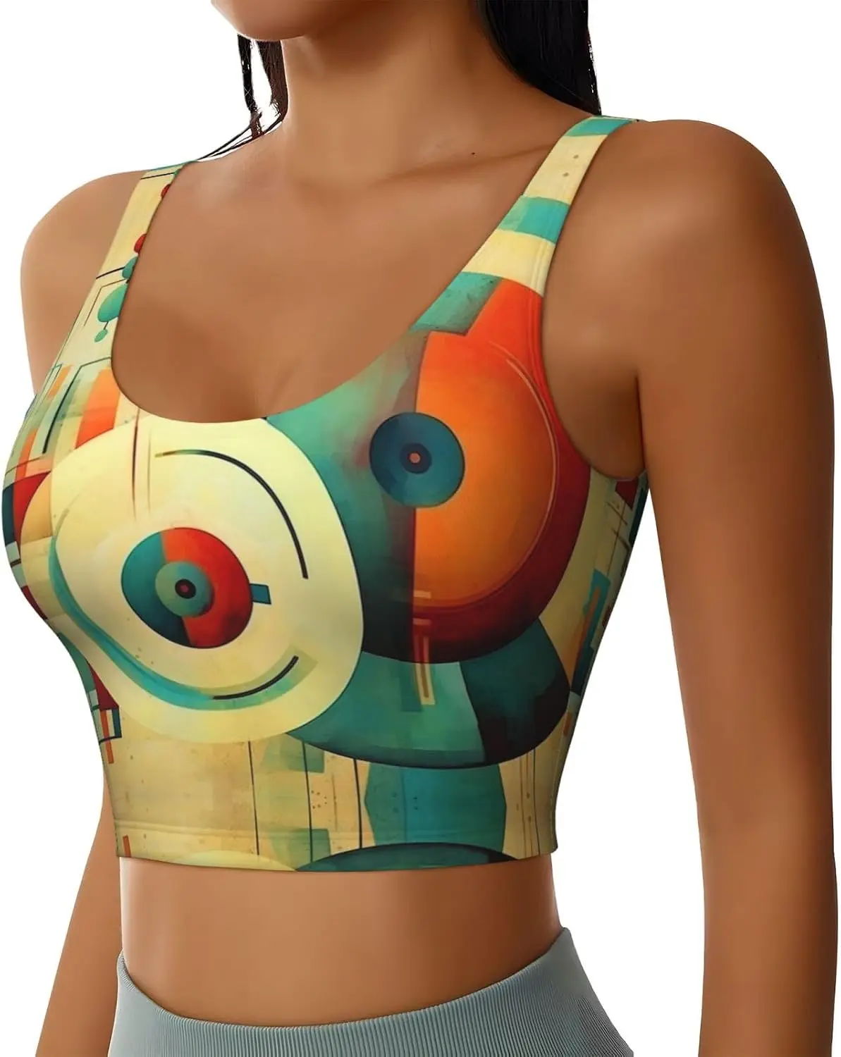 Sports Bras for Women U-Back Yoga Bra The Golden Ratio Print Low Impact With Removable Pads Light Support Workout
