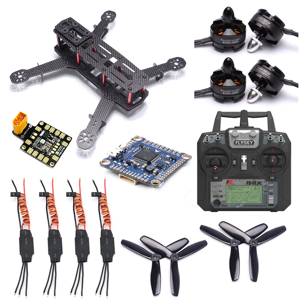 

QAV250 250mm Carbon Fiber Quadcopter Frame Kit 2204 2300kv Motor Simonk 12A ESC F4 V3S Flight Controller / Flysky FS-i6X