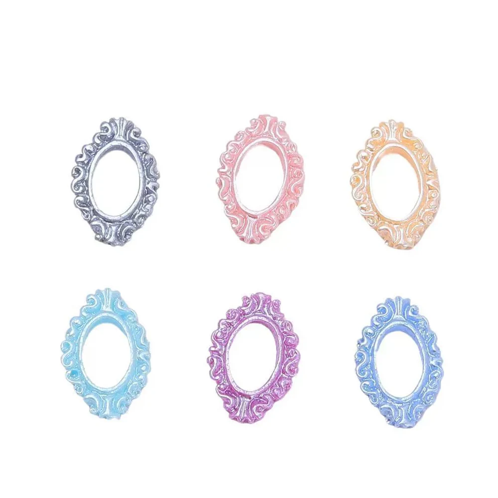 20PCS Mini Oval Frame Series Miniature Flat Back Resin Cabochons For Hairpin Scrapbooking DIY Home Decor Craft Accessories