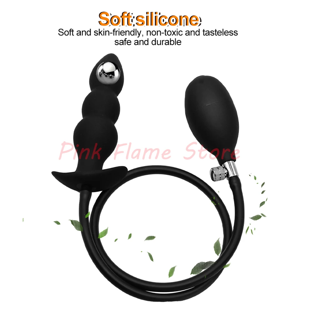 Inflatable Huge Anal Butt Plug Built-in Steel Ball Women Vaginal Anal Dilator Expandable Silicone Prostate Massager Men Sex Toys