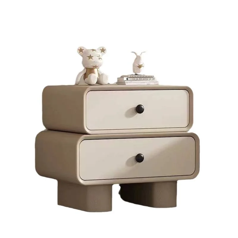 

Cream wind Internet celebrity bedside table installation-free simple modern leather retro storage cabinet