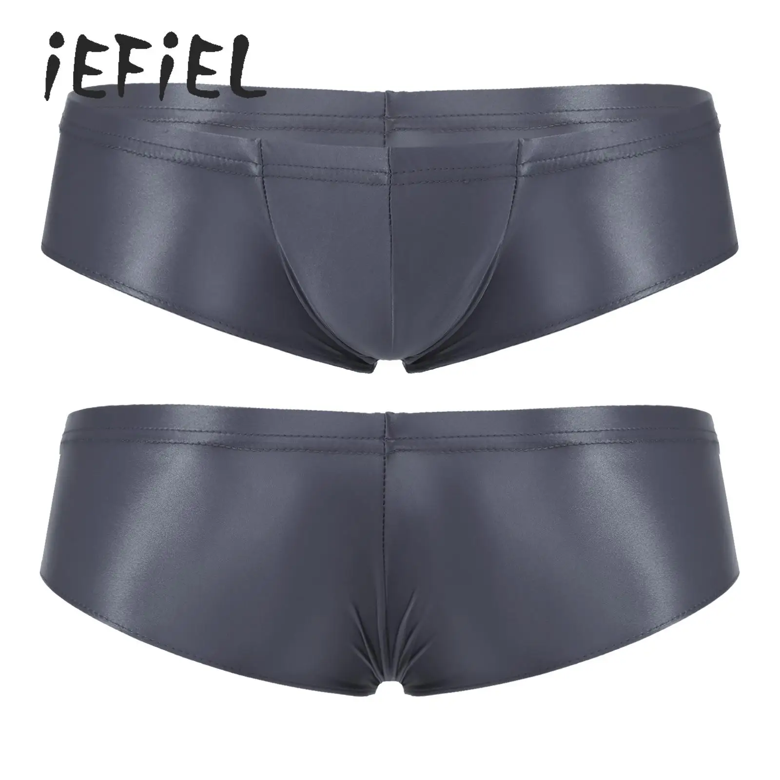 Men Glossy Swimwear Swimsuit Elastic Waistband Low Waist Briefs Bulge Pouch Thongs Underwear Ultra-thin Beach Sexy Bikni Panties