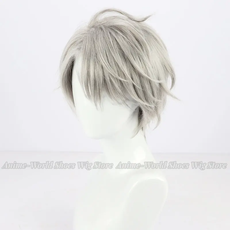 VTuber Kaida Haru Cosplay Wig NIJISANJI Youtuber Short Light Grey Side Part Straight Heat Resistant Hair