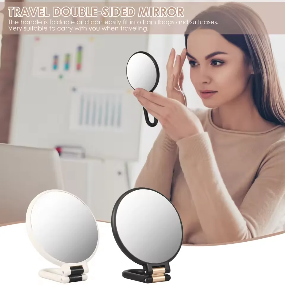 مرآة مكبرة بيوتي 1X/30X، مرآة يد بمقبض، مرآة يد مزدوجة الجوانب مع مرآة تكبير 30X/1X #3