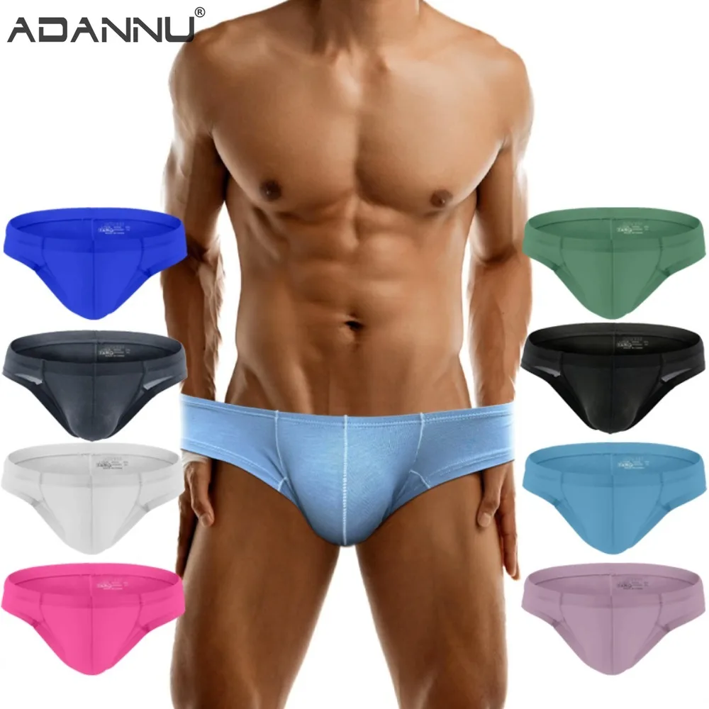 

Мужские трусы из модала, однотонное бикини с низкой талией, бесшовное нижнее белье с зажимом на бедрах для мужчин, спортивные удобные дышащие трусы для геев