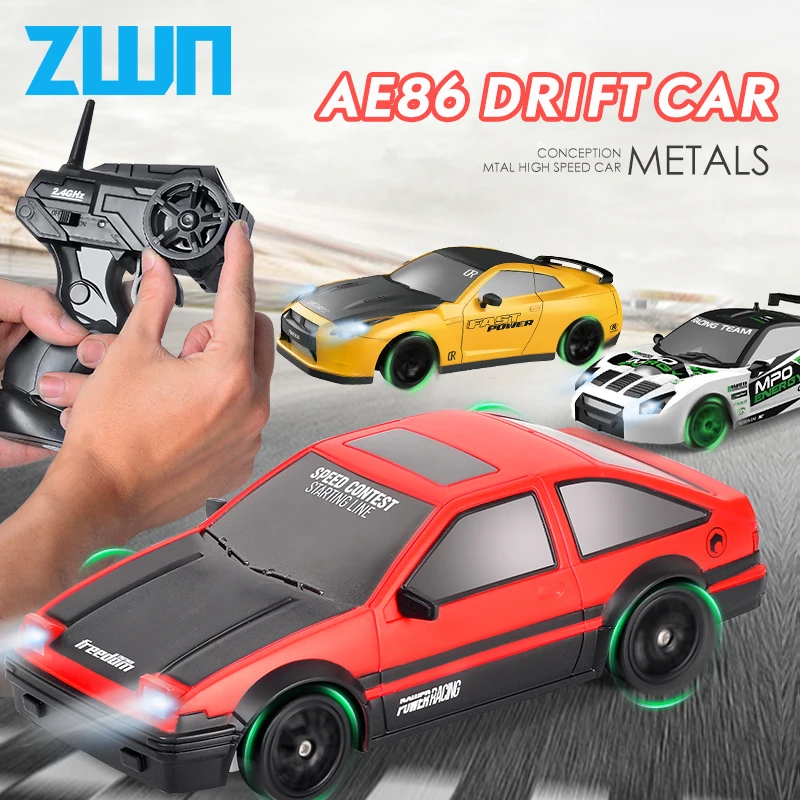 2.4G RC CAR ze światłem LED 4WD Zdalnie sterowany samochód do driftu Profesjonalne zabawki wyścigowe GTR Model AE86 dla dzieci Prezenty świąteczne