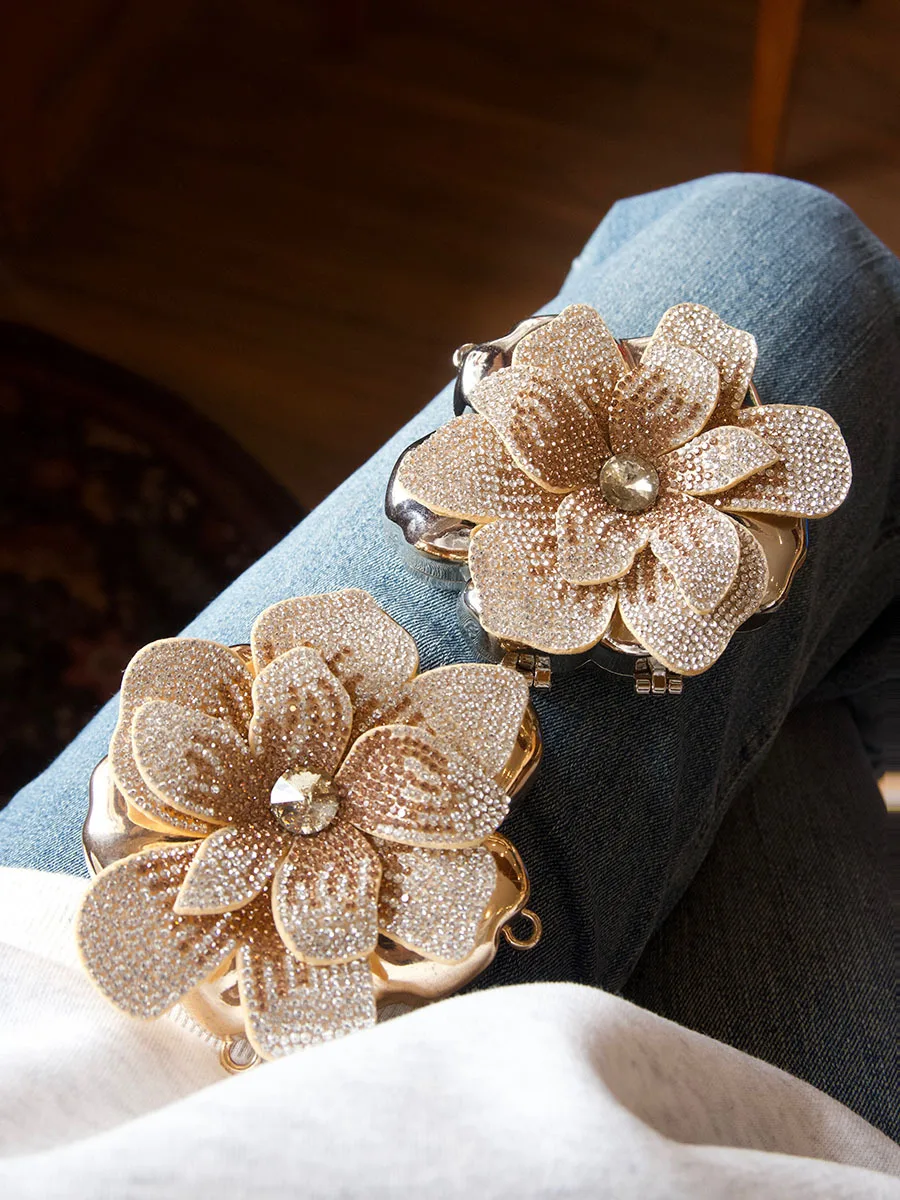 Novelty Flower Rhinestone Evening Purse, High-End 3D Flower Acrylic Clutch, Glamorous Crossbody Handbag for Formal Events view 3