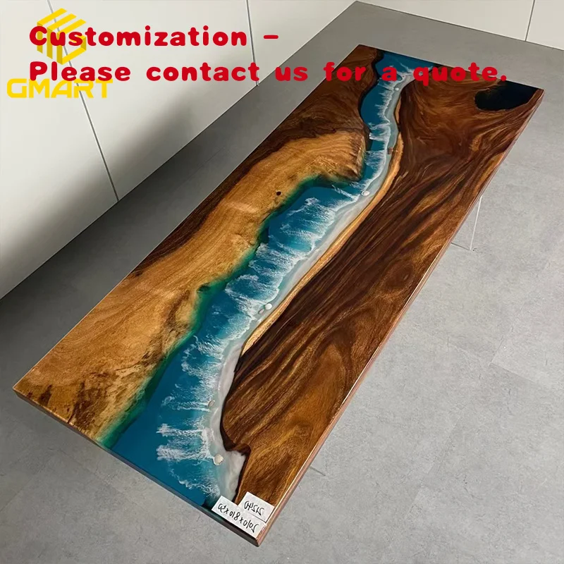 custom.Gmart Indonesian Living Room Furniture 180X90 Hardner Latest Decoration Coffee Wood Lamps Burned Tables Resin Epoxy With