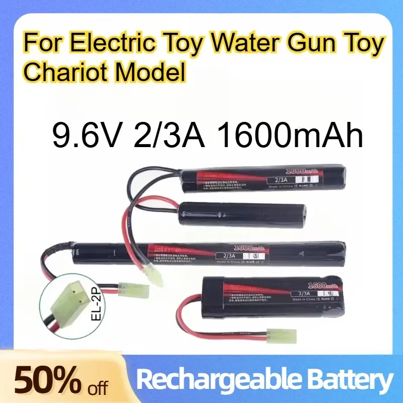 Nickel-metal Hydride Battery 9.6V 2/3A 1600mAh for Electric Toy Water Gun Toy Chariot Model Rechargeable Batteries