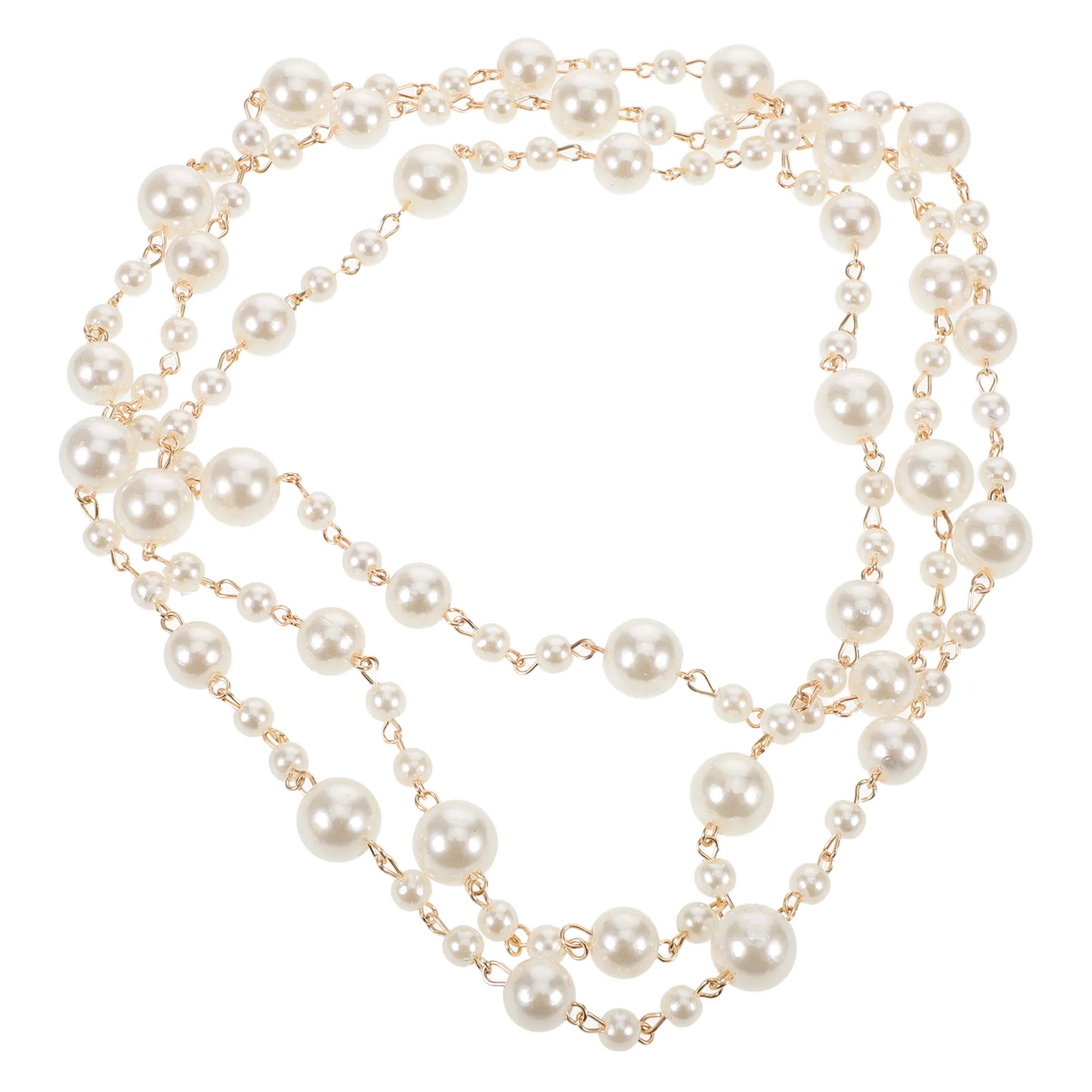 

Long Pearl Elegant Layered Design Lightweight Faux White Pearls For Women Fashion Jewelry Bridal Dainty Pearl Necklace